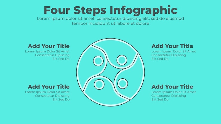 Vektör minimal tasarım 4 adımlı veya seçenekli işletme infografik sunum şablonu