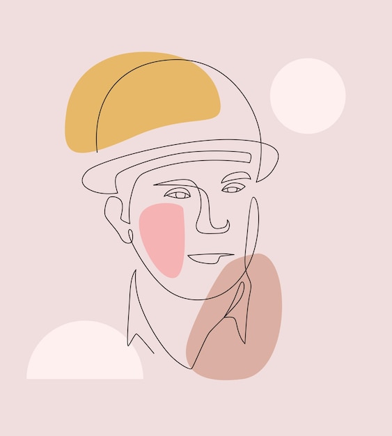 Minimal worker design in line art style for Labor Day