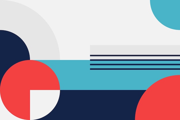 Minimalist abstract design with bold red navy and light blue shapes