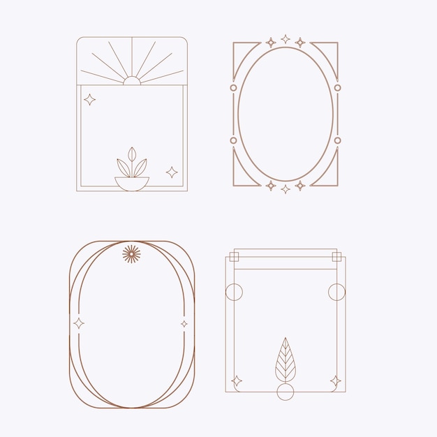 Minimalist aesthetic arch line frames Modern linear shapes with sparkles on black background Simpl
