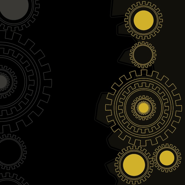 Minimalist Black and Yellow Gear Background for Industry and Technology Themes