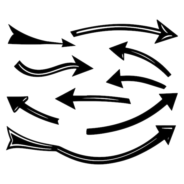 Minimalist black arrow set for directional vector design concepts