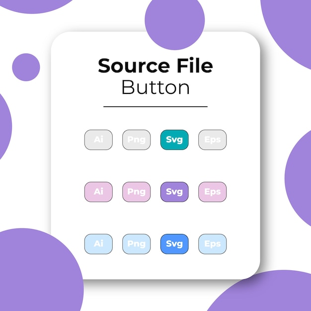 Minimalist colourful button set of source file