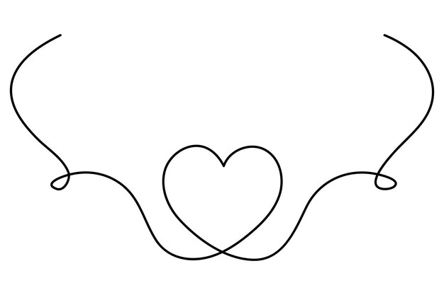 minimalist continuous one line drawing of a heart outline for modern designs