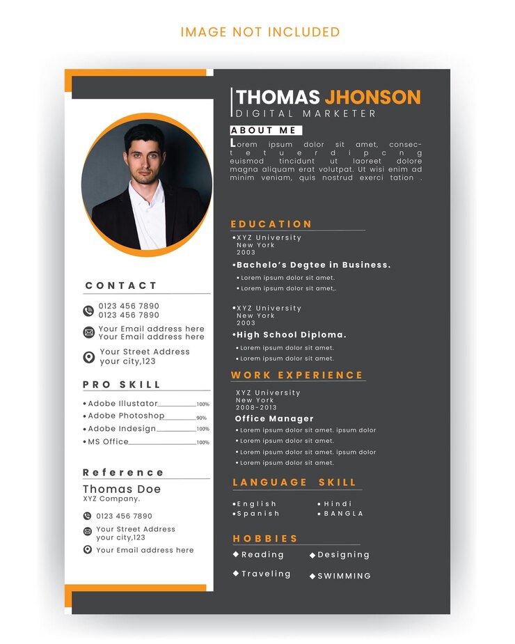 Minimalist cv application templates design