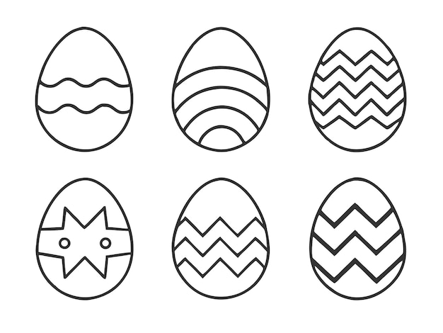 minimalist easter egg vector set with unique line patterns for festive designs