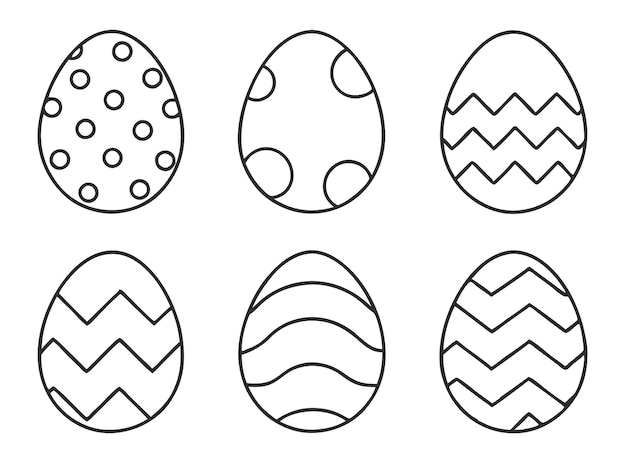 minimalist easter egg vector set with unique line patterns for festive designs