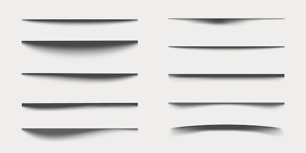 Minimalist gradient shadow line set vector Set of black Minimal gradient shadow lines in various designs Minimal gradient shadow line vector collection Gradient shadow line vector set