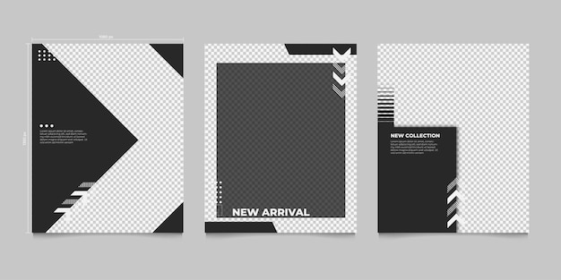 Minimalist Instagram Post Templates for New Fashion Collection Black and White Social Media Layouts