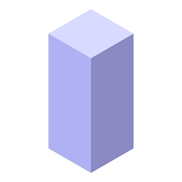 minimalist light purple rectangular cube standing isolated on white background