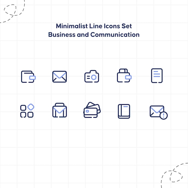 Minimalist Line Icons Set Business and Communication