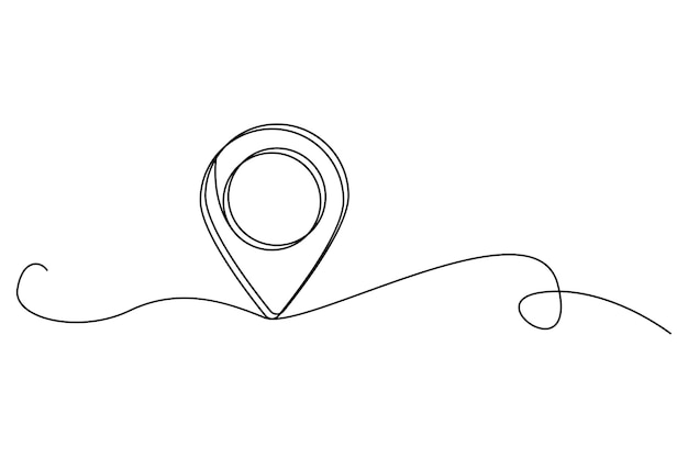 Minimalist location pin vector Continuous line drawing Navigation symbol illustration Geolocation