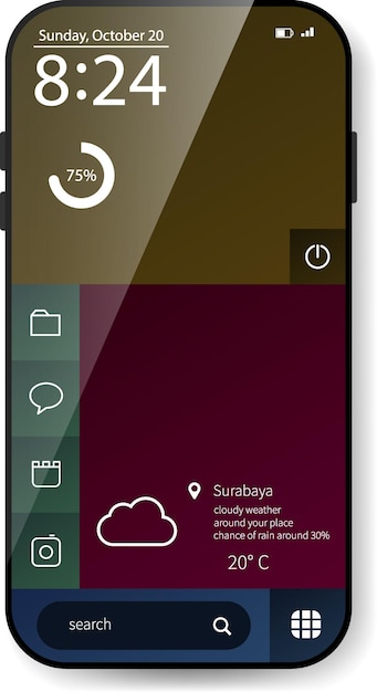 Minimalist Mobile Operating System Interface with Weather and Time Display
