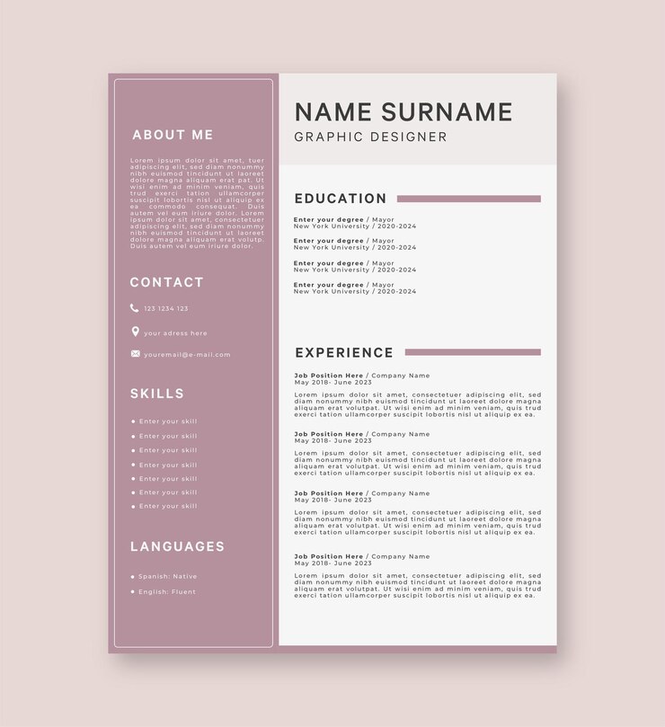 Minimalist Pembe Özgeçmiş Şablonu