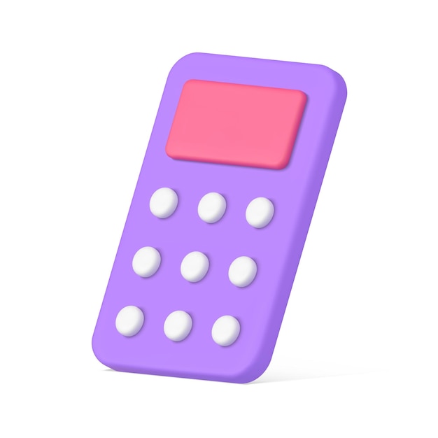 minimalist purple calculator with buttons business accounting checking realistic 3d icon vector