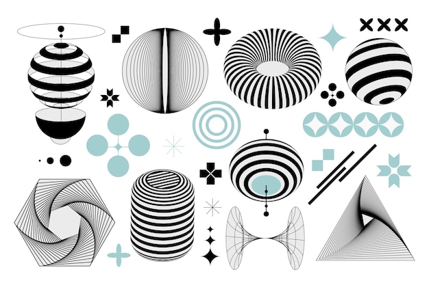 Minimalist retro futuristic elements set in flat design