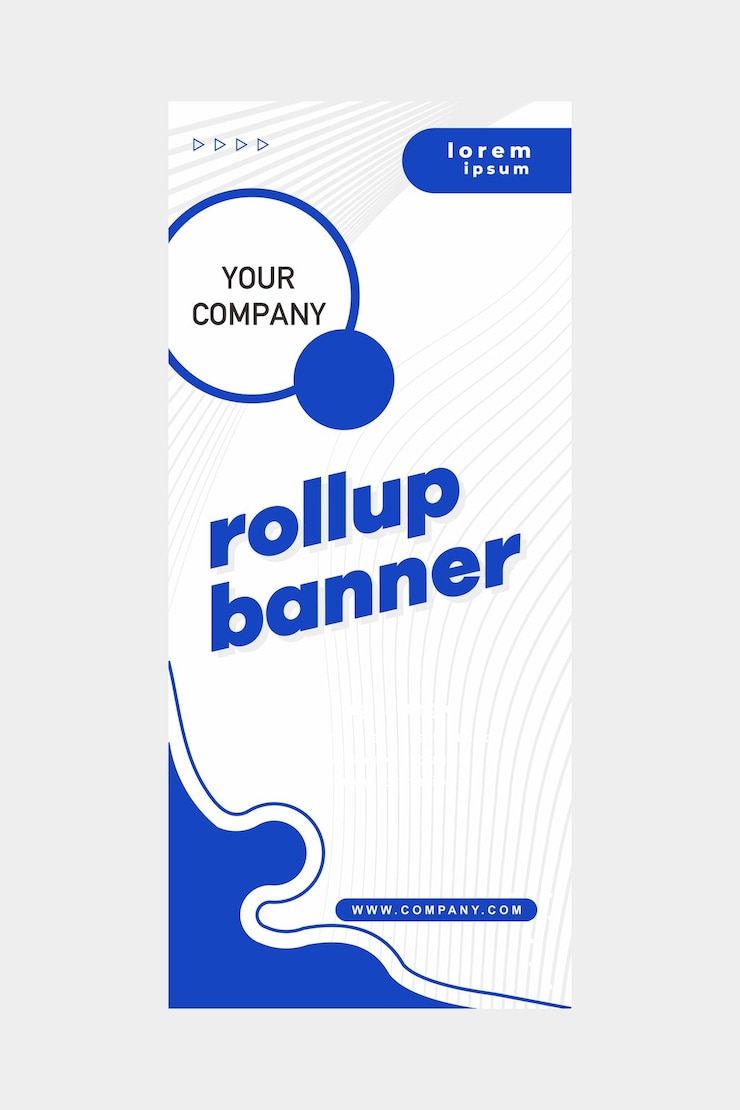 Vektör minimalist şirket tanıtımı için basit şekillere sahip roll up banner design