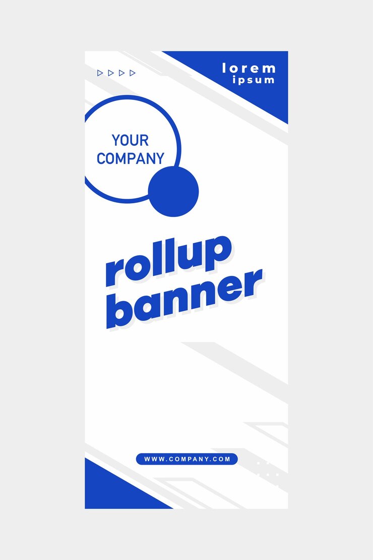 Vektör minimalist şirket tanıtımı için basit şekillere sahip roll up banner design