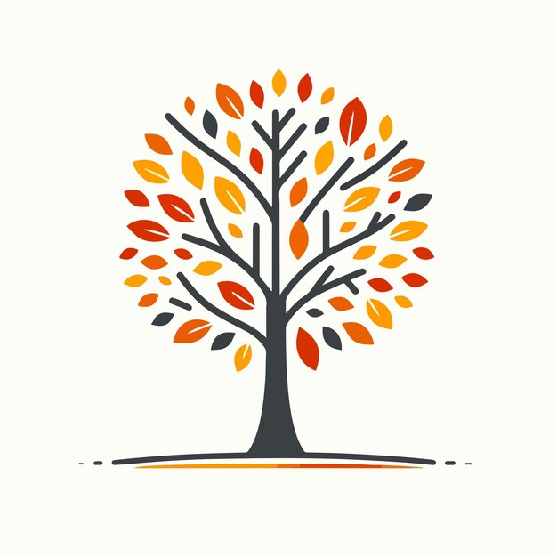 minimalist vectorstyle illustration of a tree with a white background