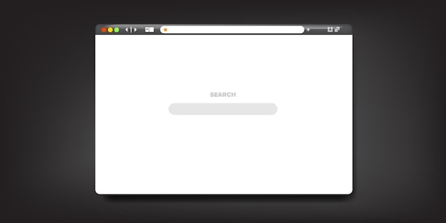 Minimalist Web Browser Window Template Vector Clean Grey and White Interface with Search Bar
