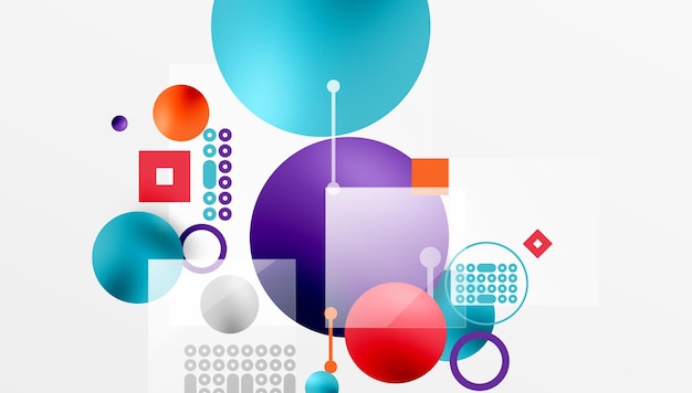 minimalistic abstract vector design layered geometric shapes circles squares and triangles with soft pastel gradients and semitransparent effects perfect for contemporary use