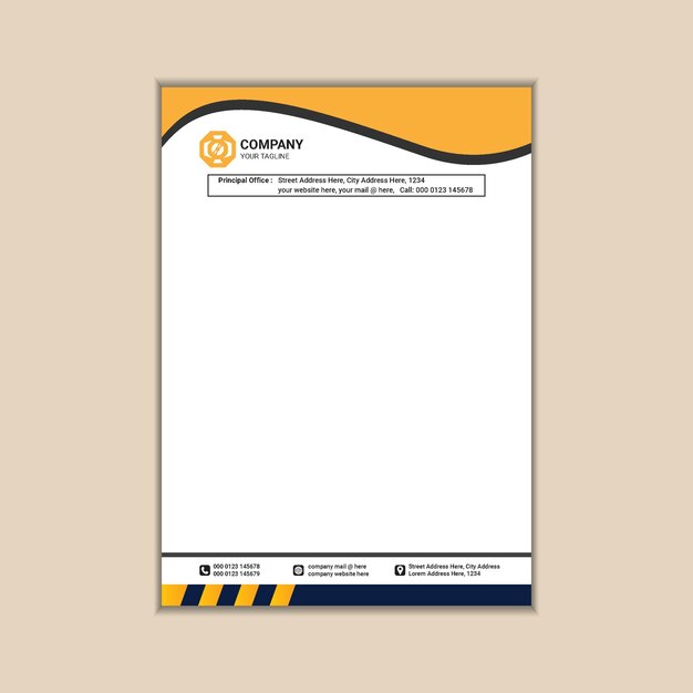 Minimalistic Business Letterhead Design with Bleed