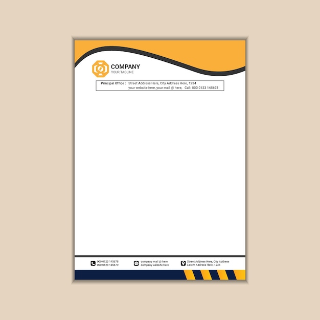 Minimalistic Business Letterhead Design with Bleed