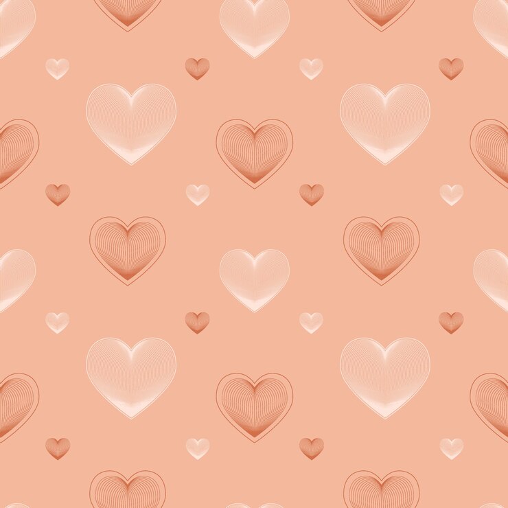 Minimalistic monochrome seamless pattern with decorative hearts