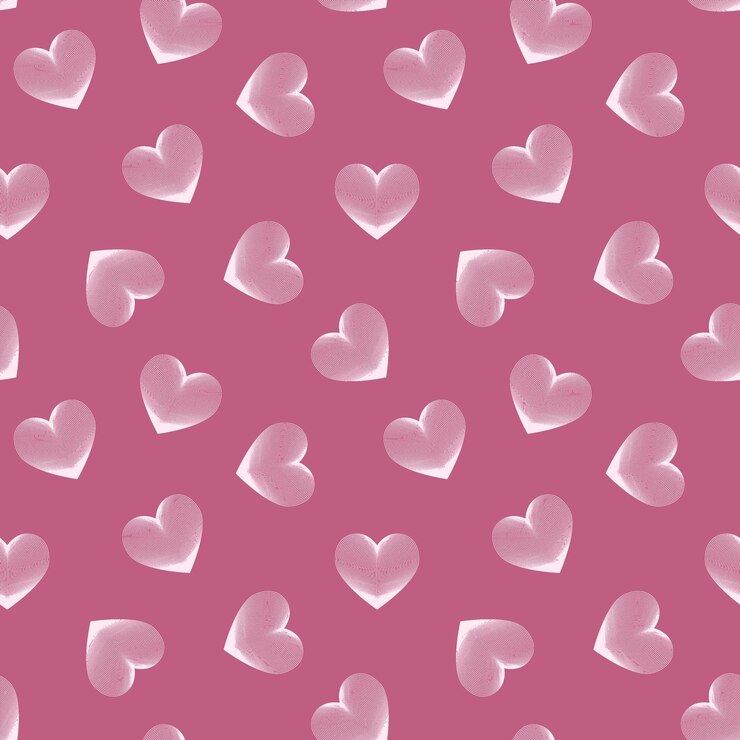 Minimalistic pink monochrome seamless pattern with decorative hearts