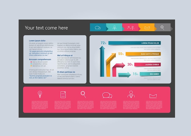 Minimalistic vector flat banner tab template Box infographics table