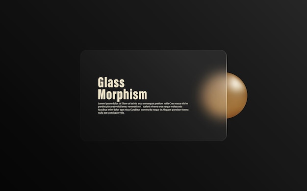 minimalistic vector illustration with dark gradient background spheres and translucent matte panel