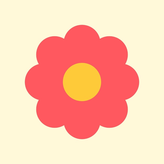 Minimalistic vintage flower poster Retro minimalistic square poster with a red flower isolated
