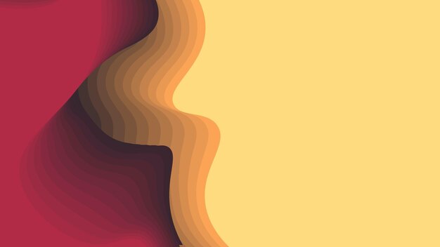 Minimalistisk abstrakt baggrund med dynamiske, bølgende gradienter i 3D-papirklipstil