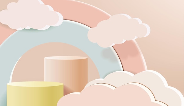 Minimalistisk baggrunds-mockup med podie til produktfremvisning i 3D-rendering