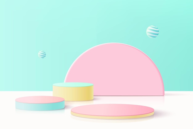 Minimalistisk bakgrund mockup med podium för produktvisning 3D-rendera