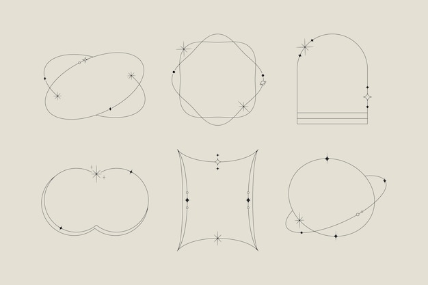 Minimalistisk lineært fladt designrammesæt