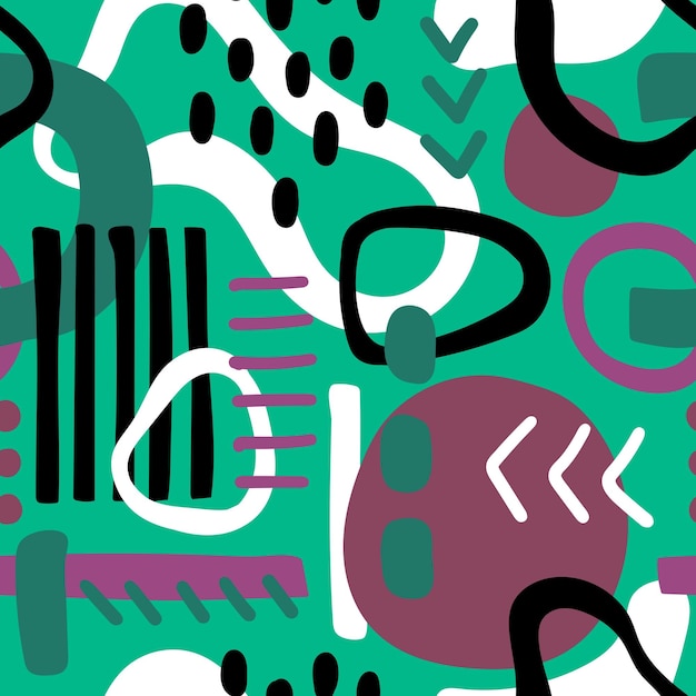 MINT SEAMLESS VECTOR BACKGROUND WITH COLORFUL ABSTRACT ELEMENTS