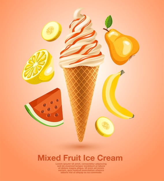 Mixed Fruit Sundae Soft Serve  
