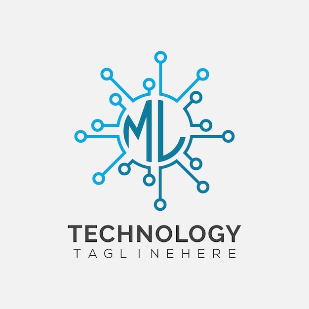 ML initial monogram for technology logo with circle style design