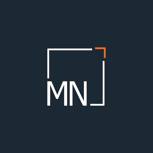 mn initial monogram logo with square style design