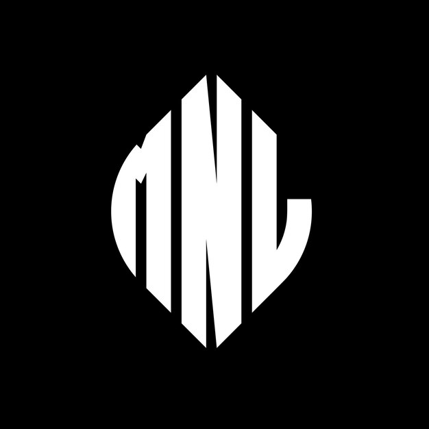 MNL circle letter logo design with circle and ellipse shape