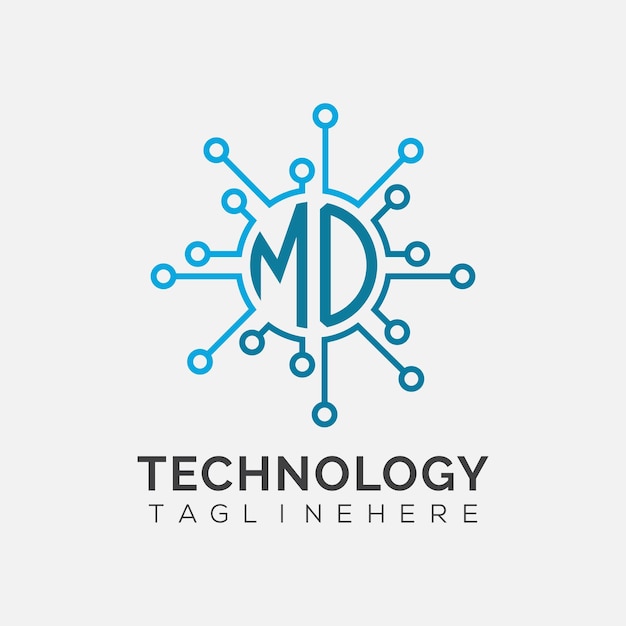 MO initial monogram for technology logo with circle style design