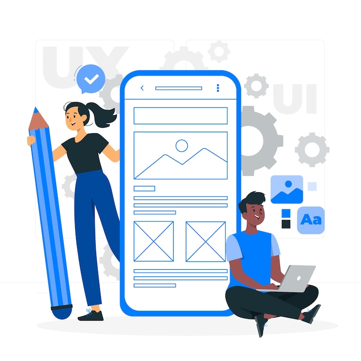 Vektör mobil ui ux konsept çizimi