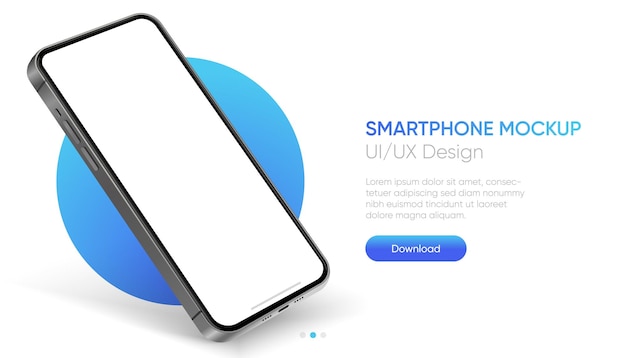 Mobil uygulamayı göstermek için farklı açılara ve izole arka plana sahip, yüksek kaliteli 3D akıllı telefon mockup'ı