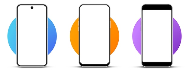 Mobil uygulamayı göstermek için farklı açılara ve izole arka plana sahip, yüksek kaliteli 3D akıllı telefon mockup'ı