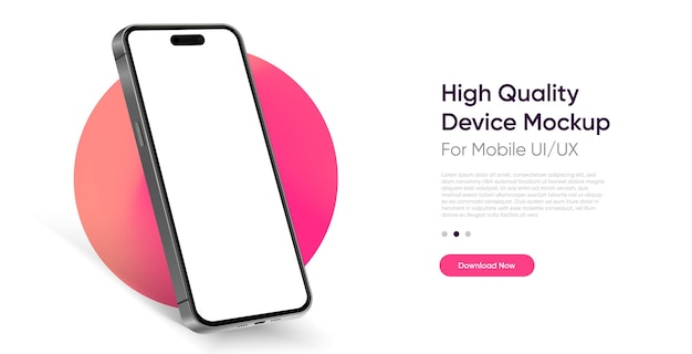 Mobil uygulamayı göstermek için farklı açılara ve izole arka plana sahip, yüksek kaliteli 3D akıllı telefon mockup'ı