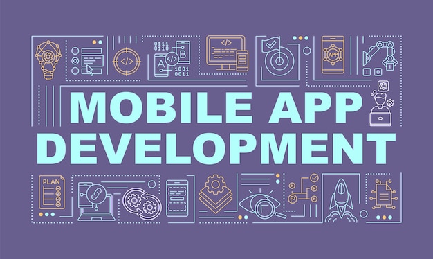 Mobilapplikation udvikling ordkoncepter banner