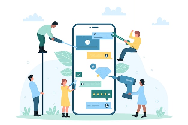 Mobile app development programming of functional UI by tiny developers and engineers