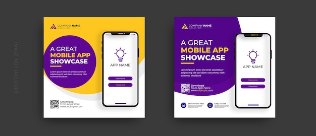 mobile app promotion social media post and web banner template