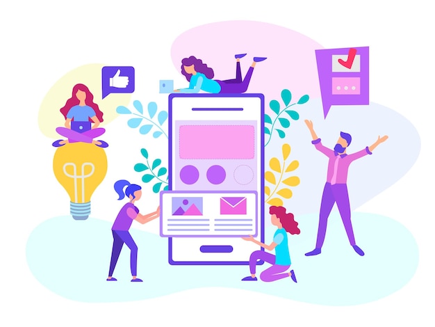 mobile app startup development of a mobile application vector illustration